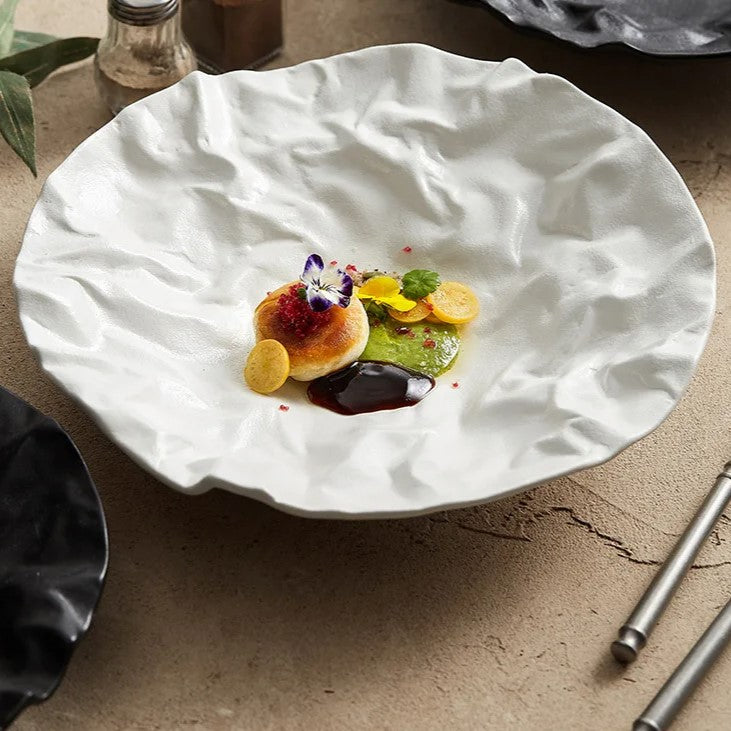 Artistic Wave-Edged Ceramic Plate