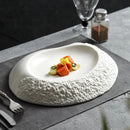 Asymmetric Fine Dining White Ceramic Plate