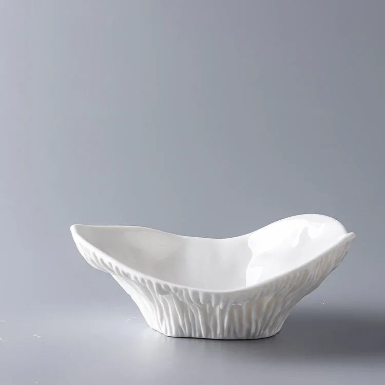 Asymmetric White Ceramic Bowl