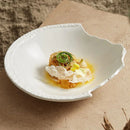 Asymmetric White Textured Ceramic Plate for Fine Dining