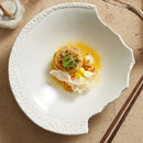 Asymmetric White Textured Ceramic Plate for Fine Dining
