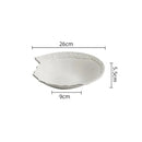 Asymmetric White Textured Ceramic Plate for Fine Dining