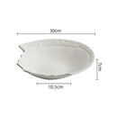 Asymmetric White Textured Ceramic Plate for Fine Dining