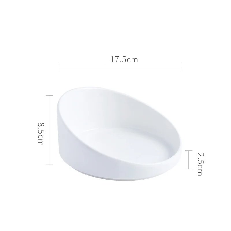 Asymmetrical White Slanted Bowl Plate for Modern Dining