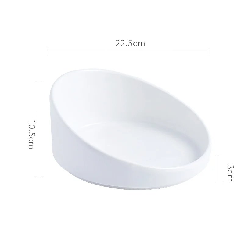 Asymmetrical White Slanted Bowl Plate for Modern Dining