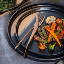 Black Textured Ceramic Plate with Bronze Accent