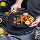 Black Textured Ceramic Plate with Bronze Accent