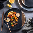 Black Textured Ceramic Plate with Bronze Accent