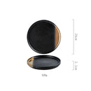 Black Textured Ceramic Plate with Bronze Accent