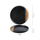 Black Textured Ceramic Plate with Bronze Accent
