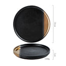 Black Textured Ceramic Plate with Bronze Accent