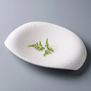 Black & White Textured Ceramic Plate, Irregular Oval, for Appetizers and Desserts