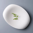 Black & White Textured Ceramic Plate, Irregular Oval, for Appetizers and Desserts
