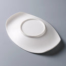 Black & White Textured Ceramic Plate, Irregular Oval, for Appetizers and Desserts