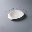 Black & White Textured Ceramic Plate, Irregular Oval, for Appetizers and Desserts
