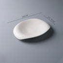 Black & White Textured Ceramic Plate, Irregular Oval, for Appetizers and Desserts