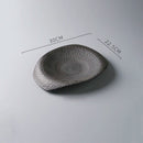 Black & White Textured Ceramic Plate, Irregular Oval, for Appetizers and Desserts