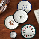 Botanical Ceramic Coffee Cup and Saucer, Pedestal, Loop Handle