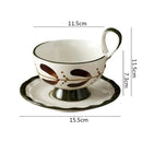 Botanical Ceramic Coffee Cup and Saucer, Pedestal, Loop Handle