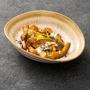 Brown and Green Glaze Oval Pasta Bowl