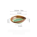 Brown and Green Glaze Oval Pasta Bowl