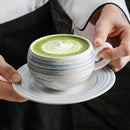 Brushstroke Ceramic Coffee Cup and Saucer, Round, 8 cm