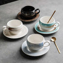 Brushstroke Ceramic Coffee Cup and Saucer, Round, 8 cm