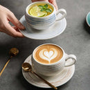 Brushstroke Ceramic Coffee Cup and Saucer, Round, 8 cm