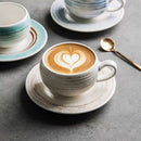 Brushstroke Ceramic Coffee Cup and Saucer, Round, 8 cm