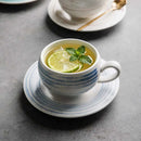 Brushstroke Ceramic Coffee Cup and Saucer, Round, 8 cm