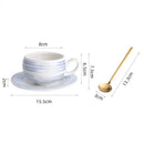 Brushstroke Ceramic Coffee Cup and Saucer, Round, 8 cm
