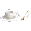 Brushstroke Ceramic Coffee Cup and Saucer, Round, 8 cm