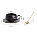 Brushstroke Ceramic Coffee Cup and Saucer, Round, 8 cm
