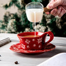 Ceramic Coffee Cup and Saucer, Irregular, Fern Pattern