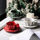 Ceramic Coffee Cup and Saucer, Irregular, Fern Pattern