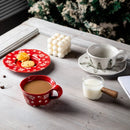 Ceramic Coffee Cup and Saucer, Irregular, Fern Pattern