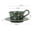 Ceramic Coffee Cup and Saucer, Irregular, Fern Pattern