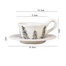 Ceramic Coffee Cup and Saucer, Irregular, Fern Pattern