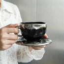 Ceramic Coffee Cup and Saucer, Metallic Glaze, Artisan Finish