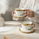 Ceramic Coffee Cup and Saucer, Metallic Glaze, Artisan Finish