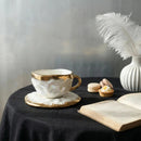 Ceramic Coffee Cup and Saucer, Metallic Glaze, Artisan Finish