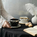 Ceramic Coffee Cup and Saucer, Metallic Glaze, Artisan Finish