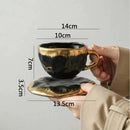 Ceramic Coffee Cup and Saucer, Metallic Glaze, Artisan Finish