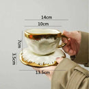 Ceramic Coffee Cup and Saucer, Metallic Glaze, Artisan Finish