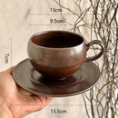 Ceramic Coffee Cup and Saucer, Round, Double Loop Handle
