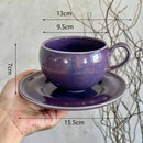 Ceramic Coffee Cup and Saucer, Round, Double Loop Handle