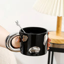 Ceramic Coffee Mug, Metallic Accents, Round Handle