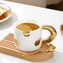 Ceramic Coffee Mug, Metallic Accents, Round Handle