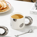 Ceramic Coffee Mug, Metallic Accents, Round Handle