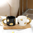 Ceramic Coffee Mug, Metallic Accents, Round Handle